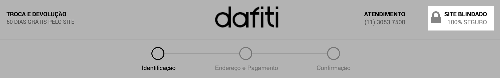 Todas as transações são seguras pela dafiti