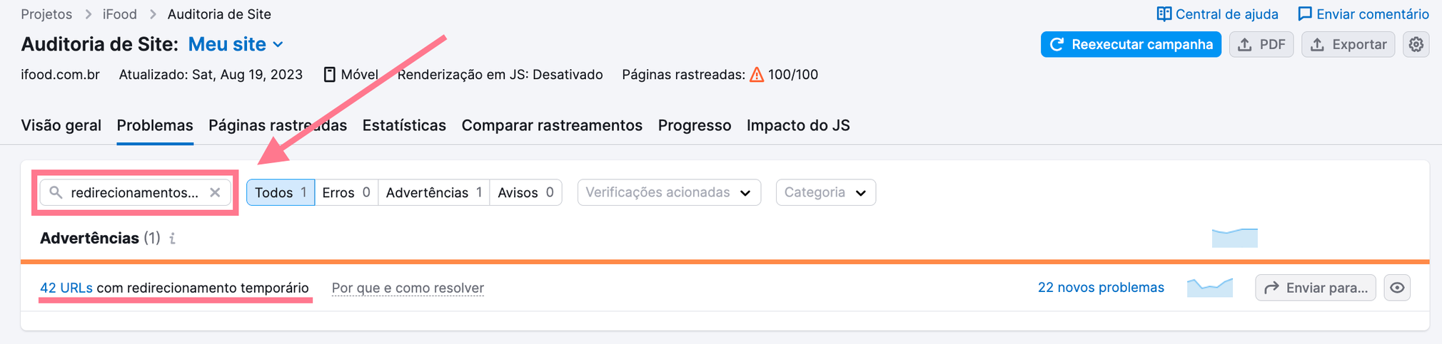 erro de redirecionamento temporário