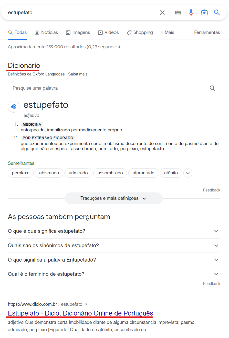 serp com definição de dicionário