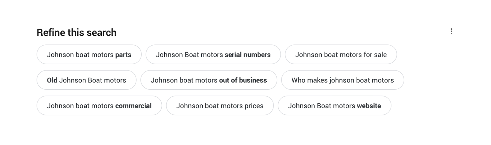 captura de tela do recurso Refinar esta pesquisa nas SERPs do Google.