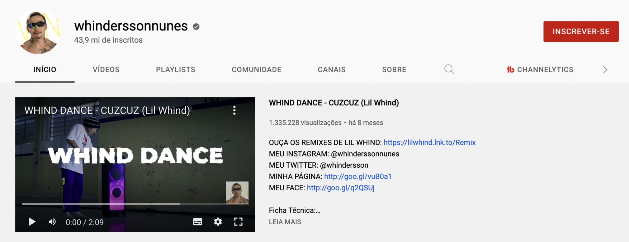 YouTube Studio - Whindersson Nunes