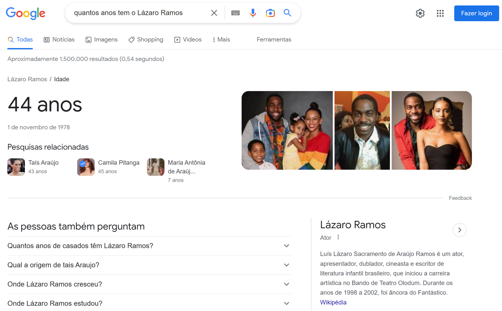 informações direto na serp