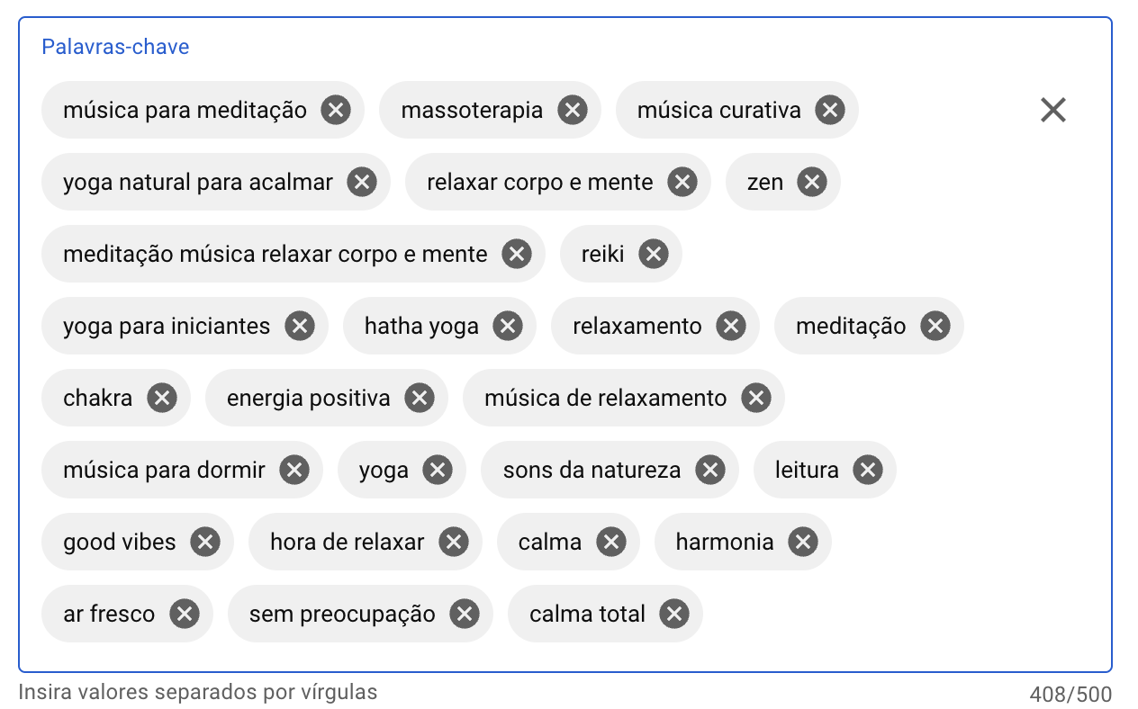 palavras-chave demais