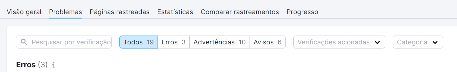 aba problemas na ferramenta auditoria do site