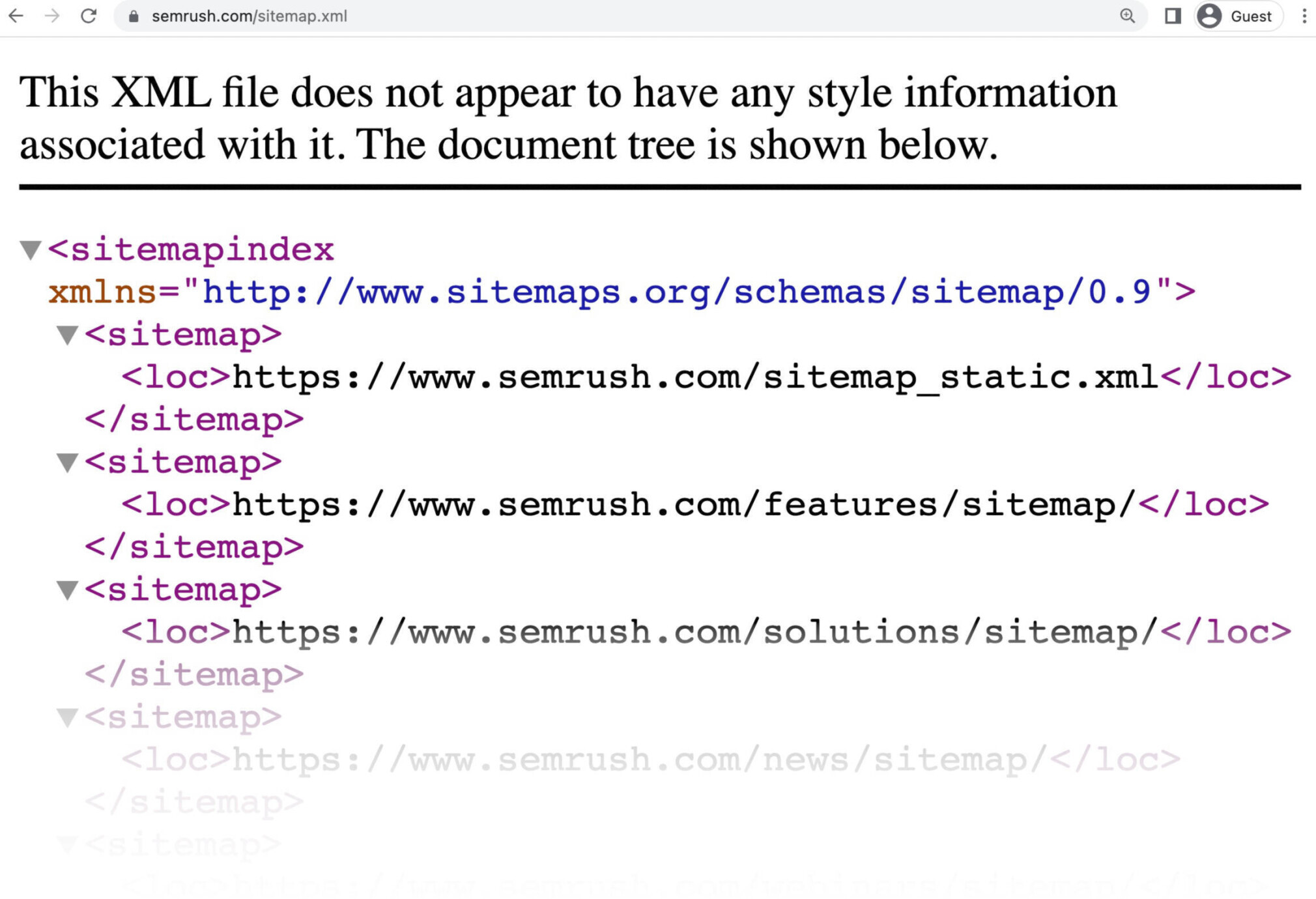 exemplo de sitemap xml