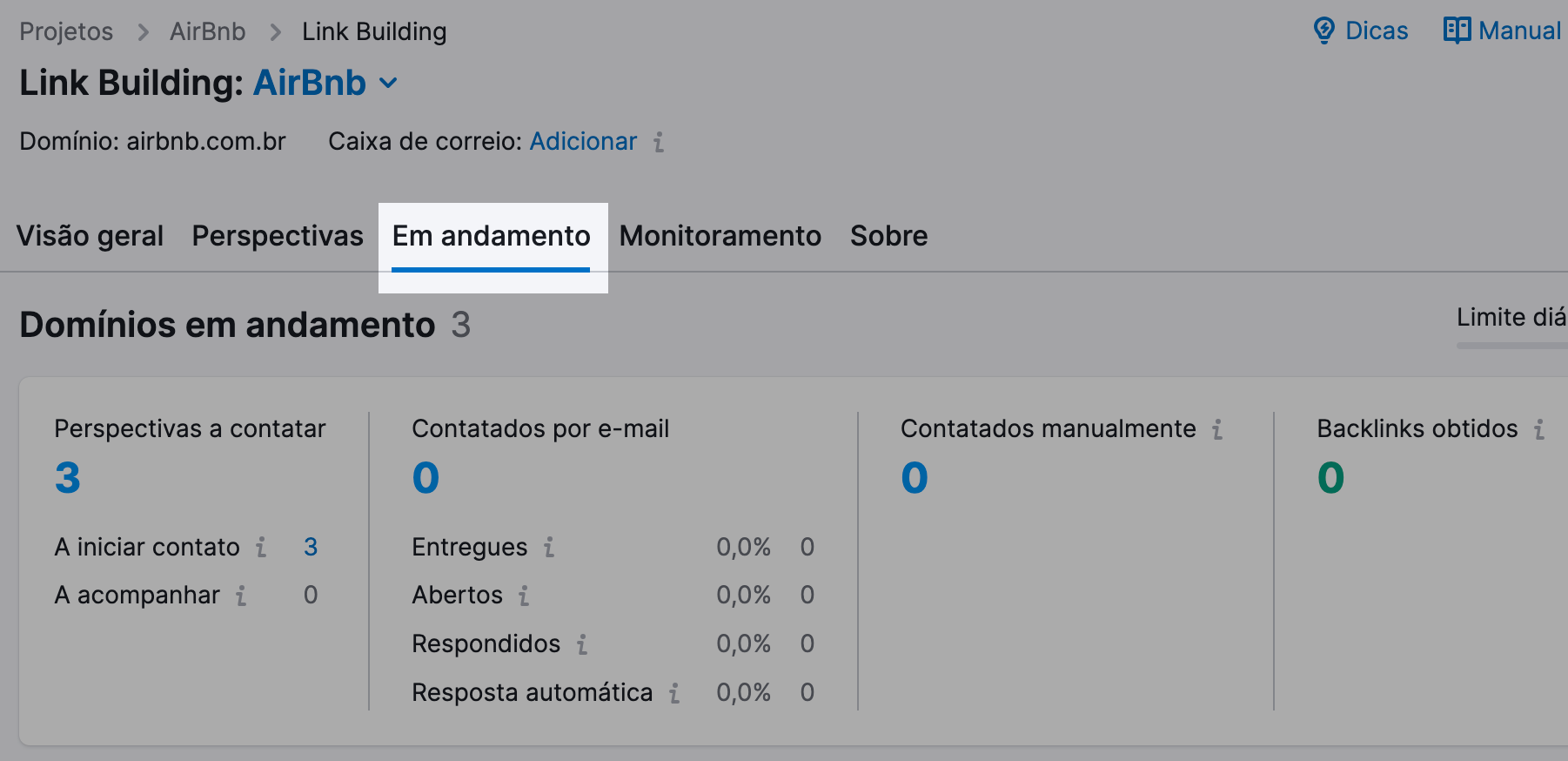 ferramenta link building em progresso