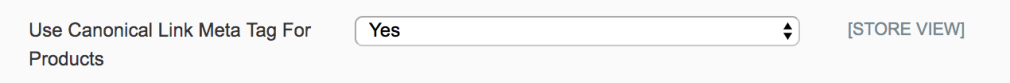 defina o campo “Use Canonical Link Meta Tag For Products” para “Yes”