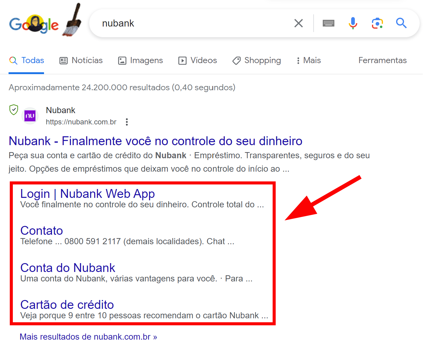 SERP features - sitelinks