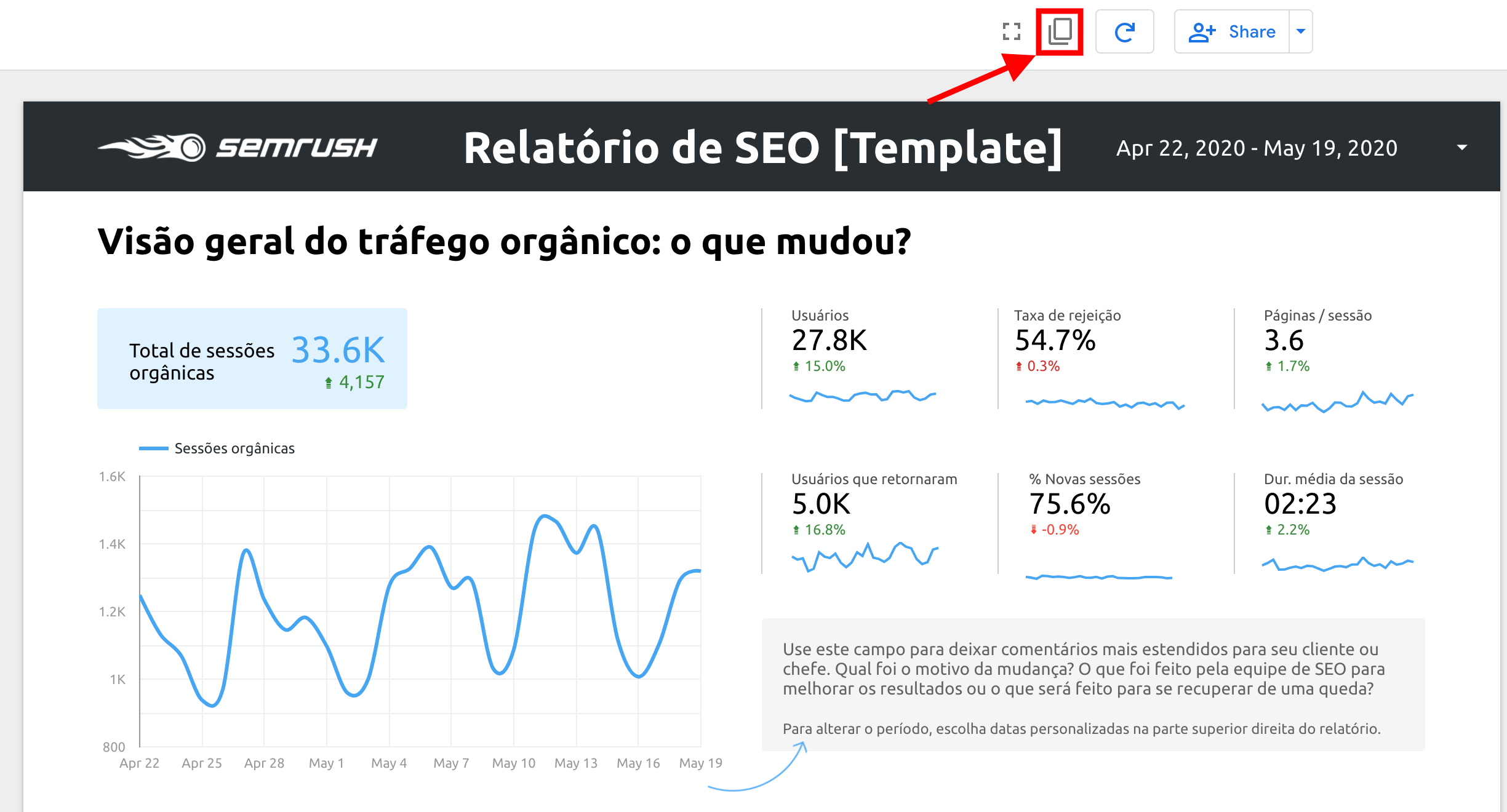 Template Relatório SEO Google Looker Studio:: copiando o relatório