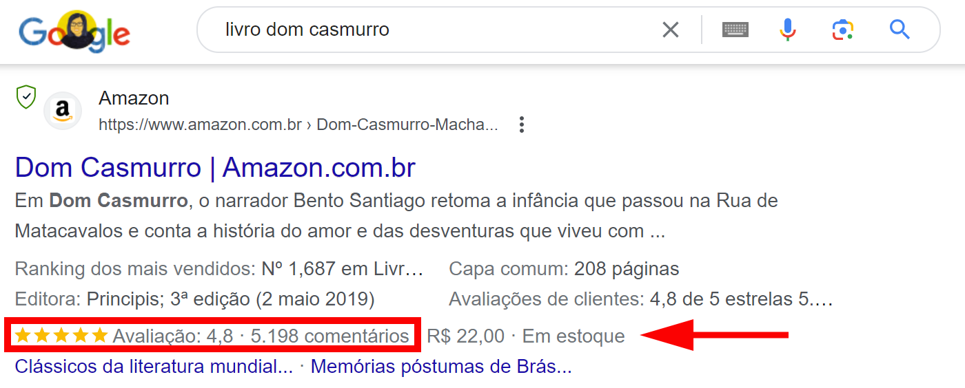 SERP features - avaliações