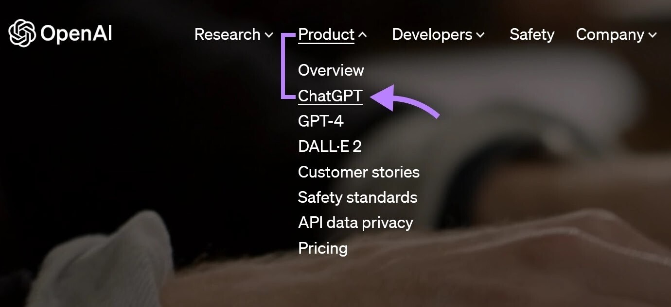Página inicial da OpenAI