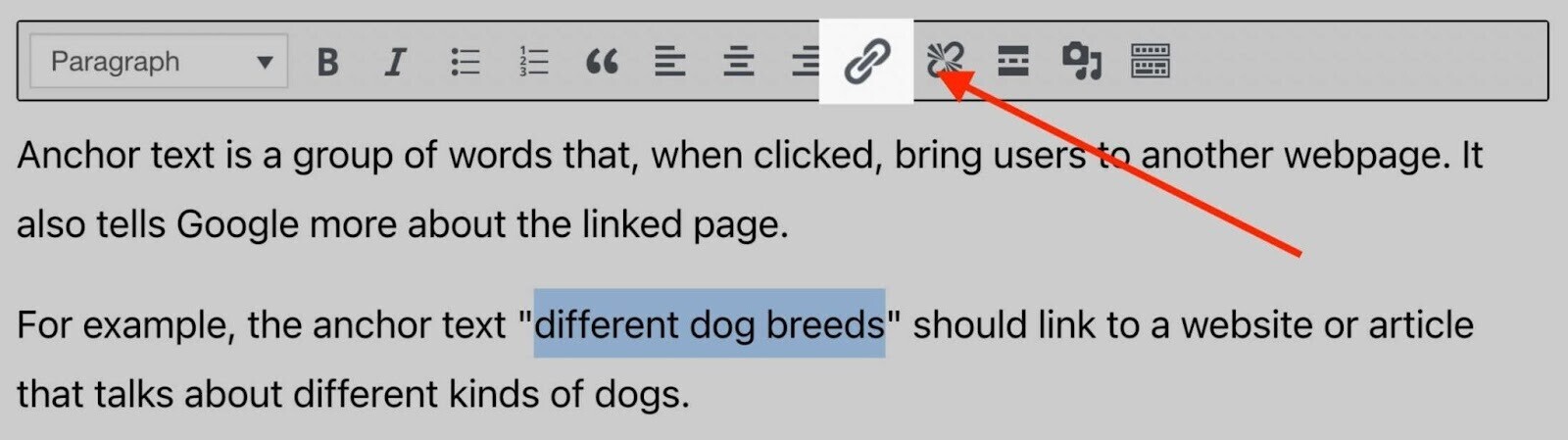 adicionando texto âncora no wordpress