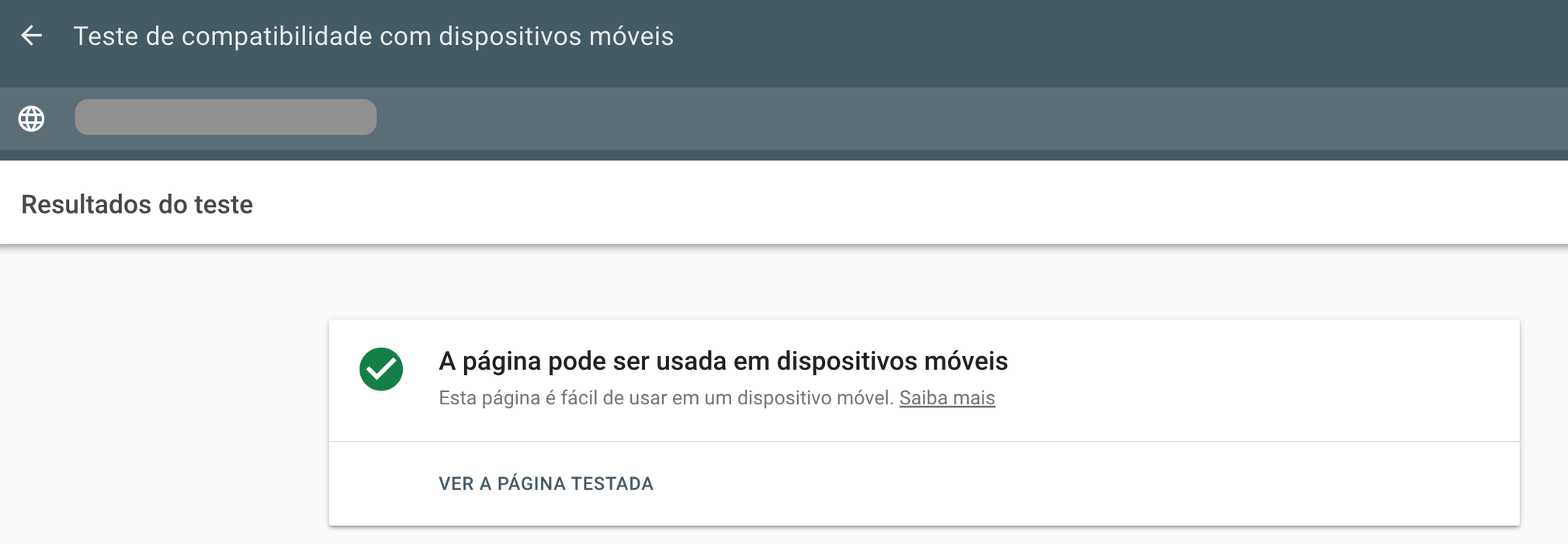 resultado do teste de compatibilidade com dispositivos móveis