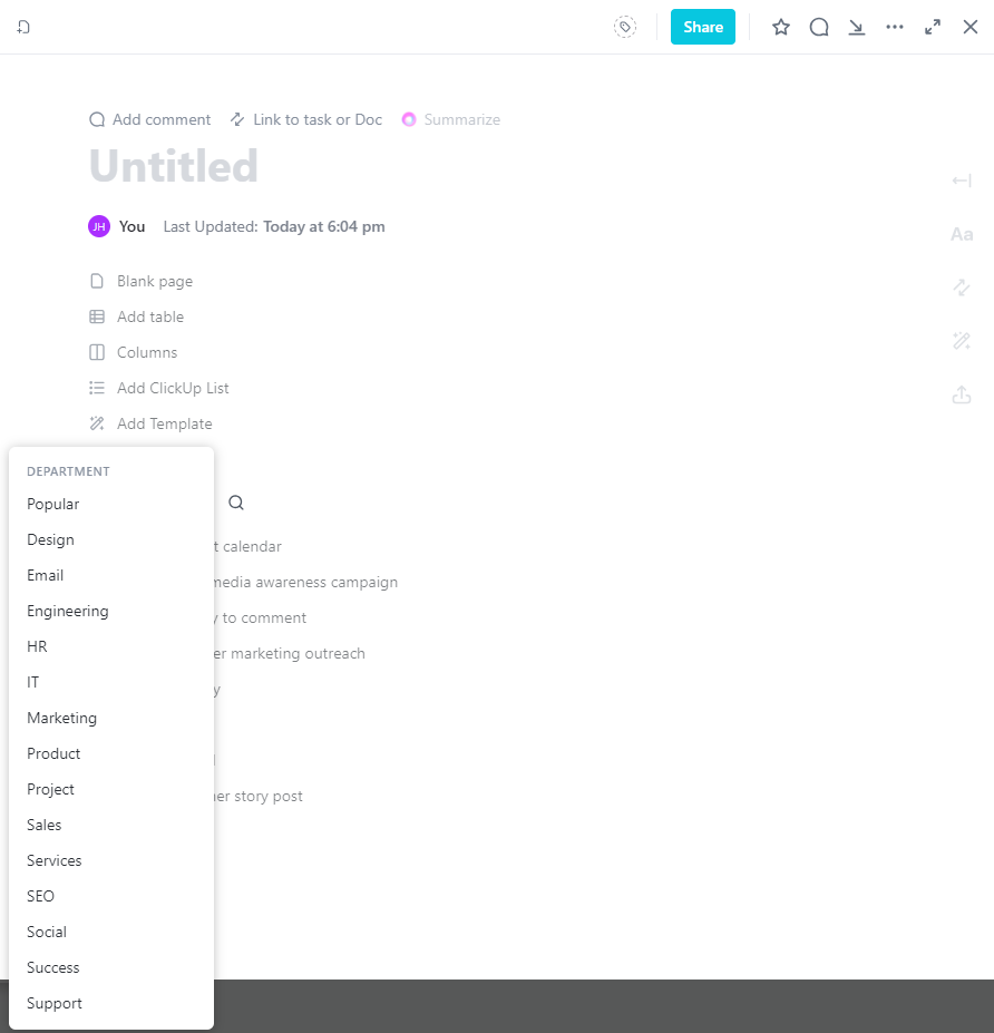 tela do gerador de conteúdo de ia ClickUp