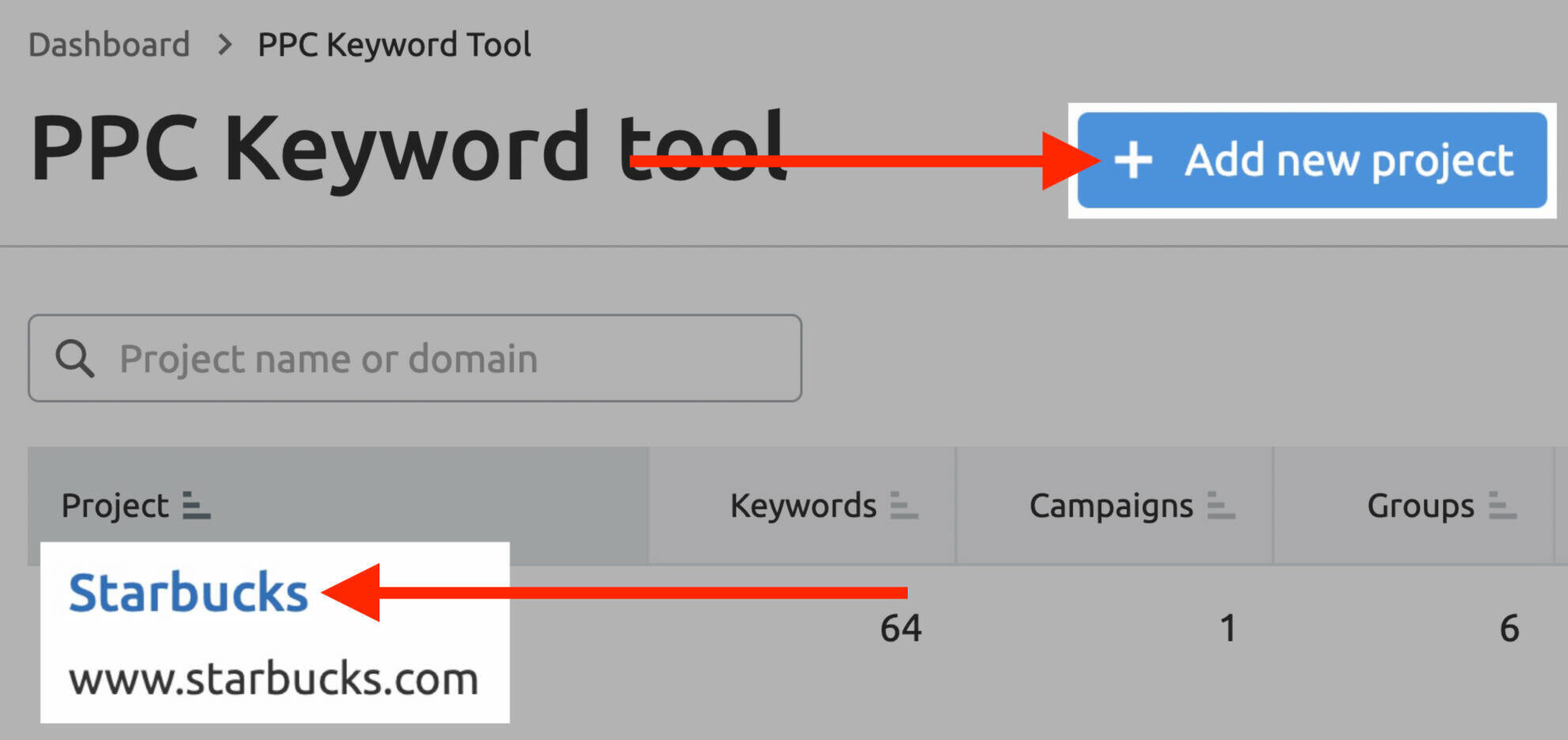 PPC Keyword Tool - projetos