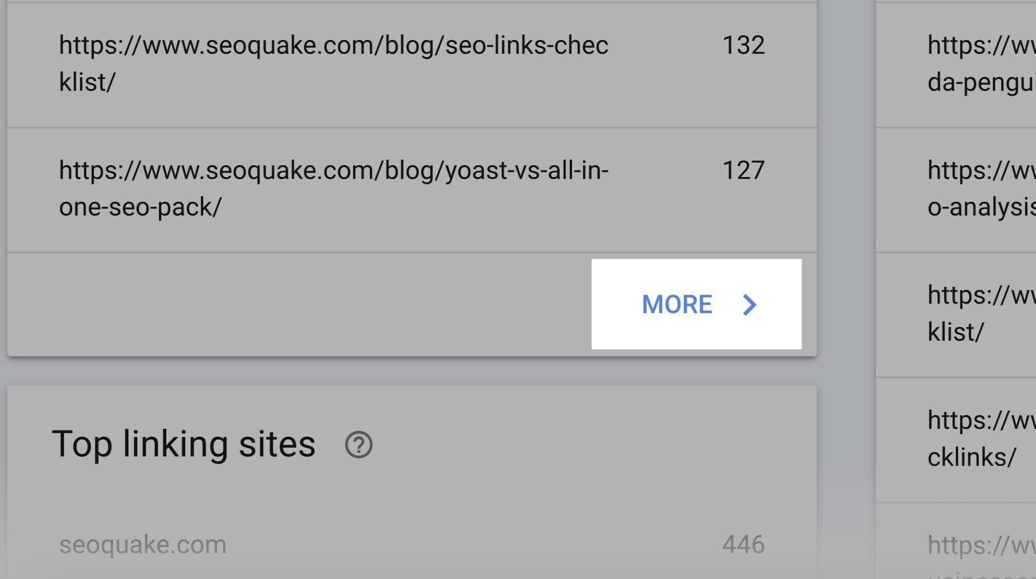 google search console - detalhes links externos