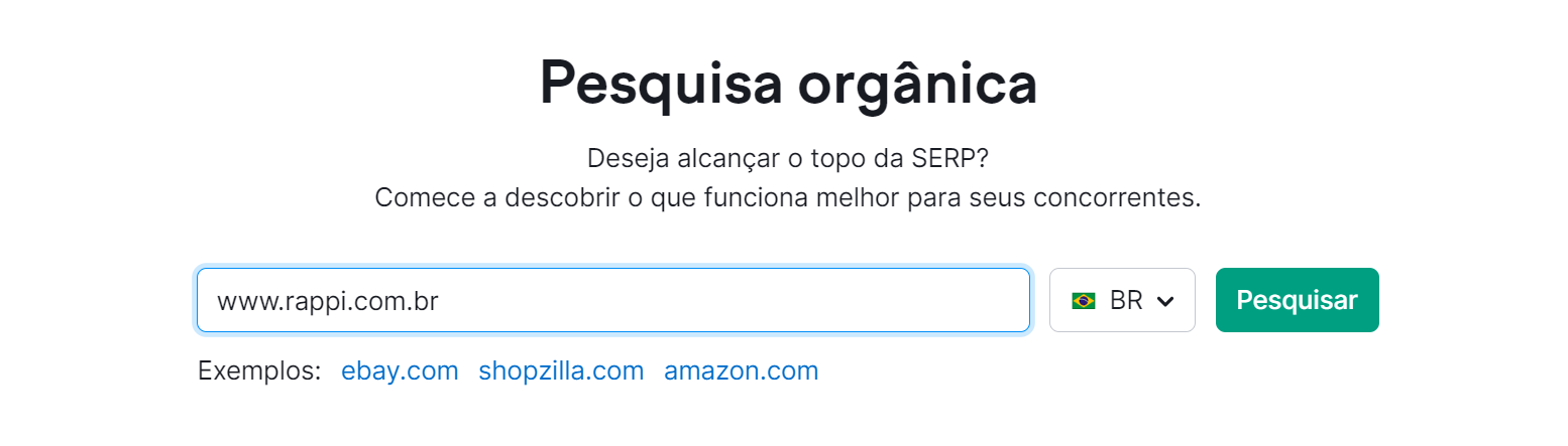 ferramenta pesquisa orgânica semrush