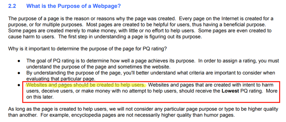 Qual é o propósito de uma página da web?