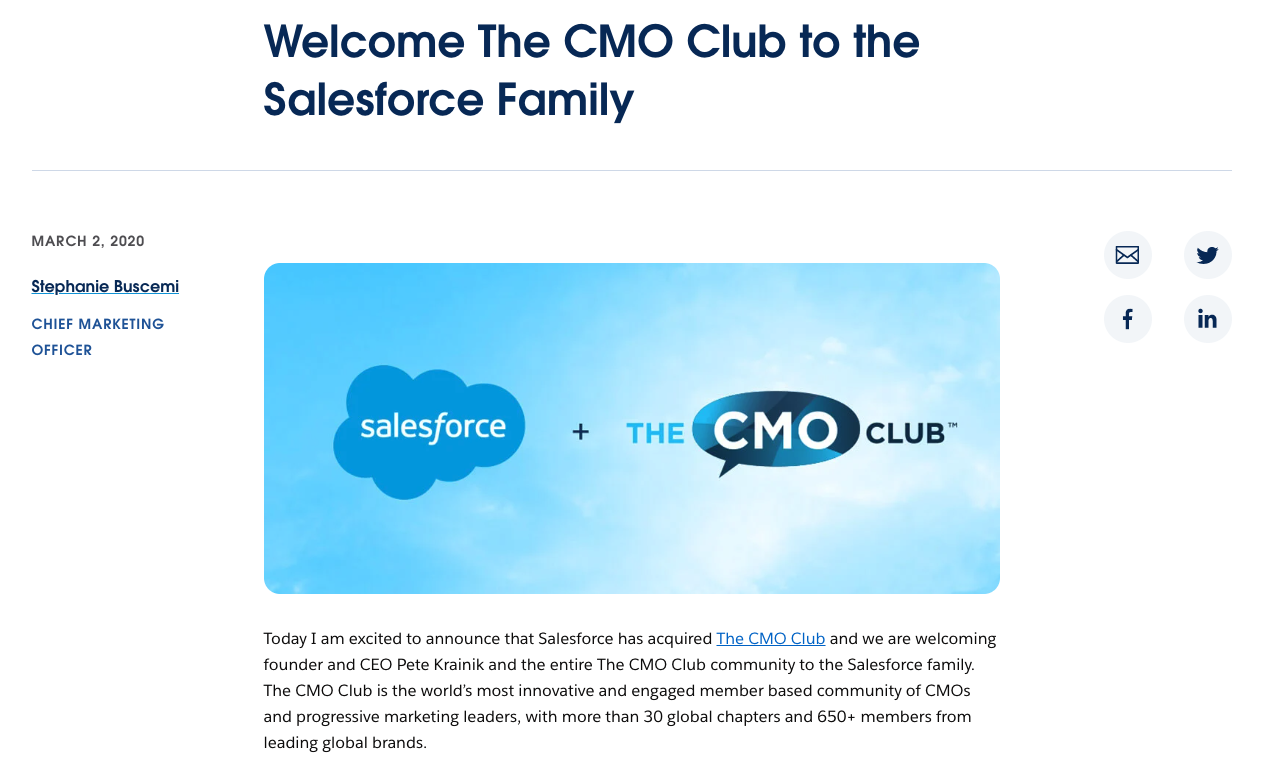 aquisição do The CMO Club pela Salesforce