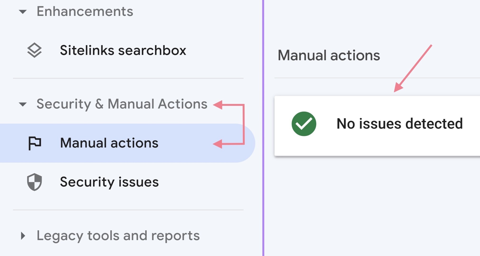 manual actions (ações manuais) do google search console