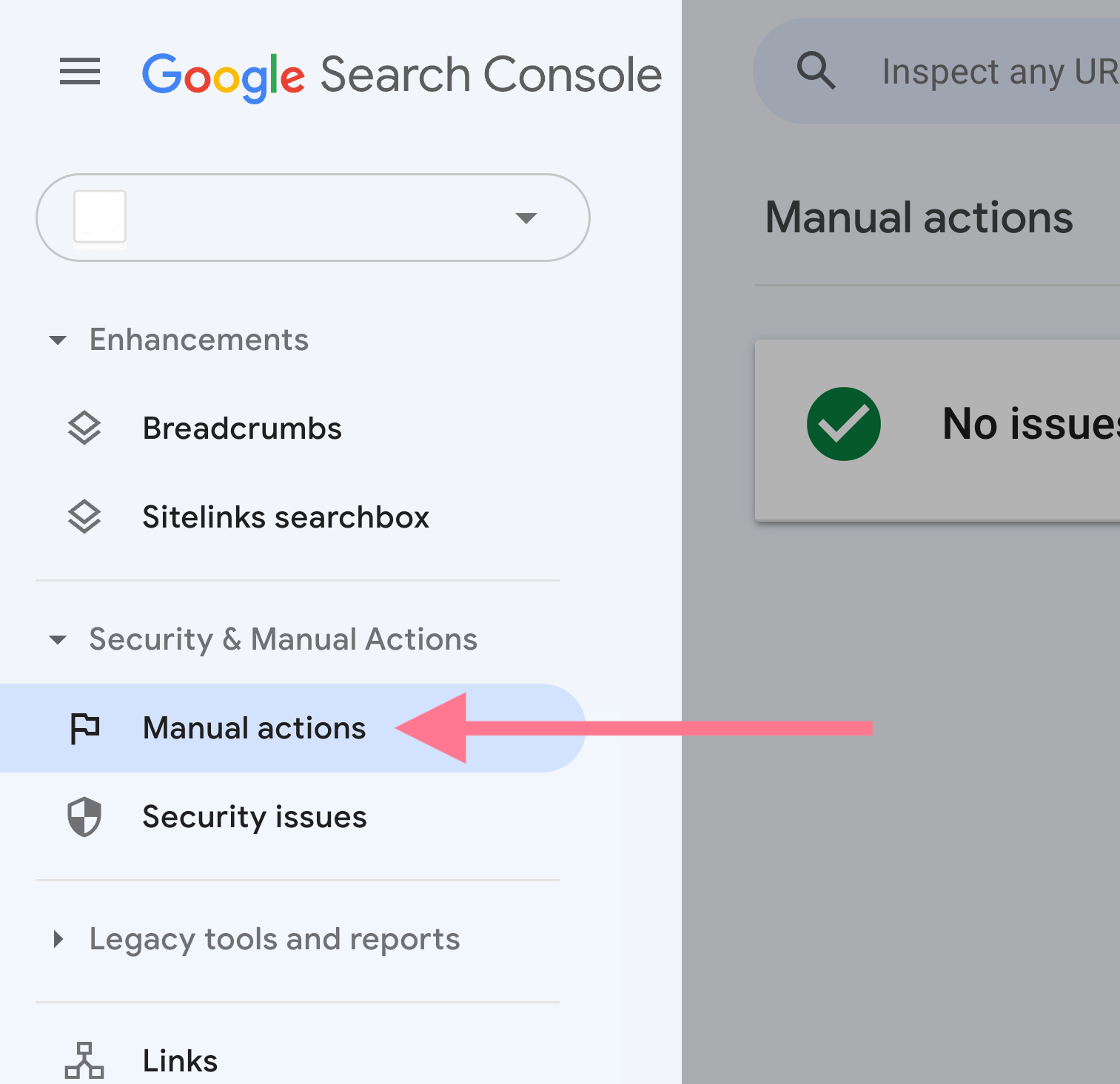 google search console - aba manual actions