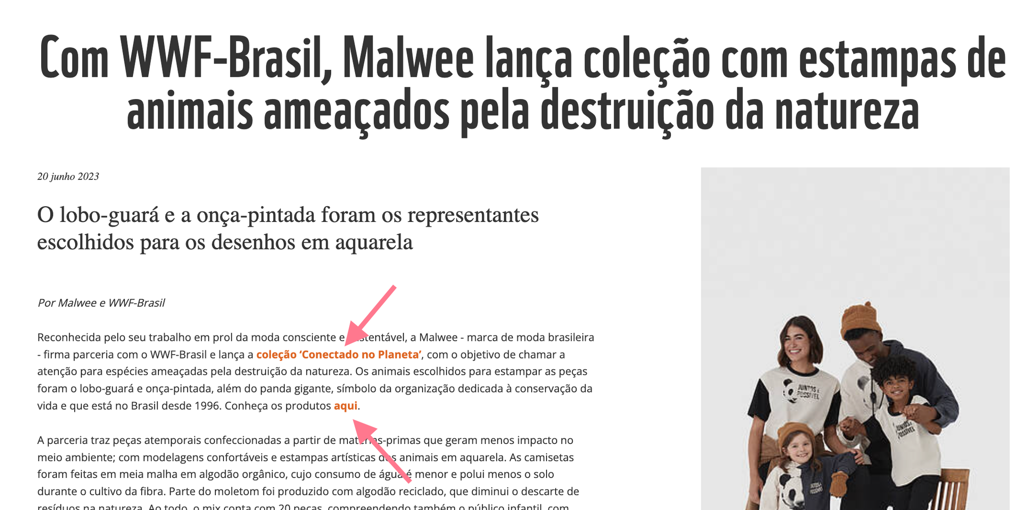 Um exemplo de backlinks na página WWF-Brasil