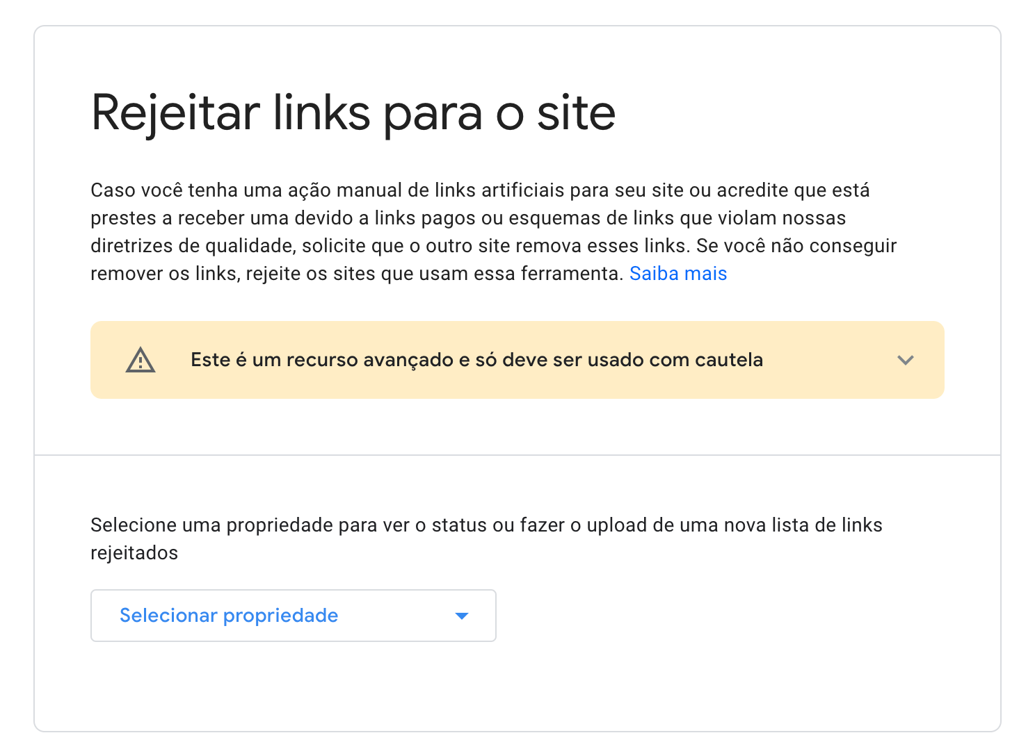 recomendações para rejeitar links google