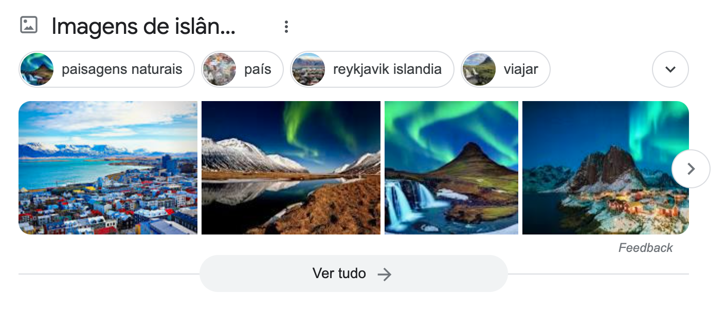 Exemplo do pacote de imagens para a palavra-chave islândia