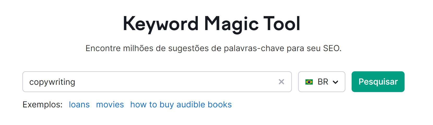 pesquisa de palavra-chave na ferramenta keyword magic tool